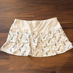 Lucky in Love Champagne Print Cream Skirt. Tennis . Size M